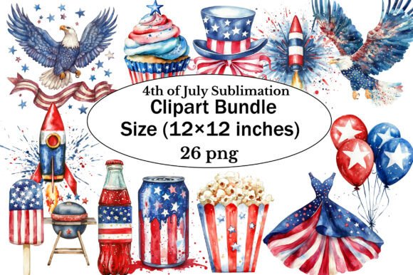 4th of July Sublimation Clipart Bundle