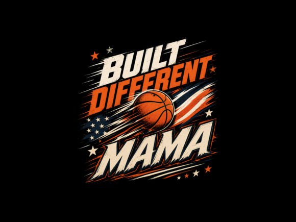 Built Different Mama Basketball PNG