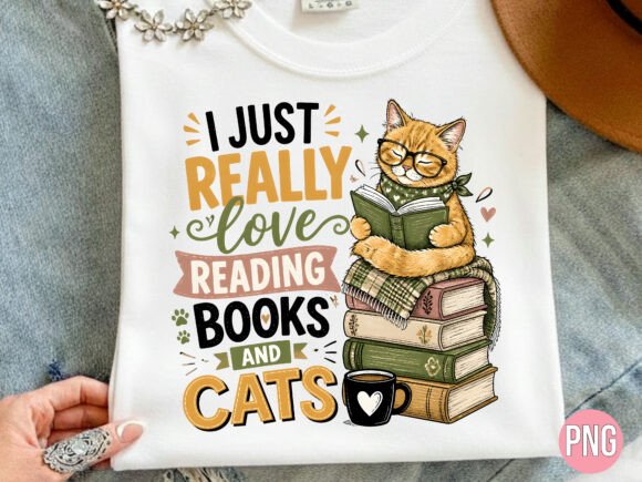 Cat Reading Book Sublimation Design
