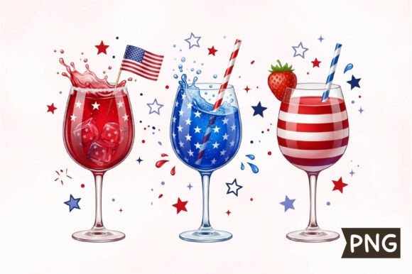 Elevate Your Summer Craft Projects with 4th of July Wine Glasses PNG Sublimation