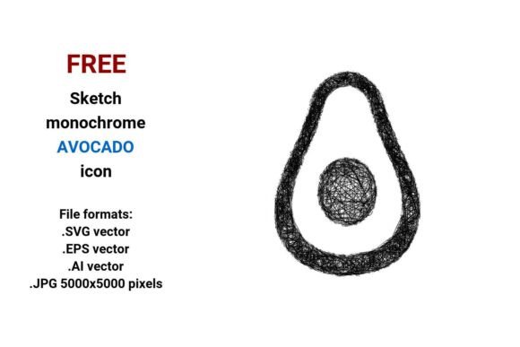 FREE Sketch Avocado Icon: Scalable, Stylish & Ready for Real Work