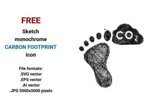 Free Sketch Carbon Footprint Icon: A Versatile, Scalable Asset for Sustainability Design
