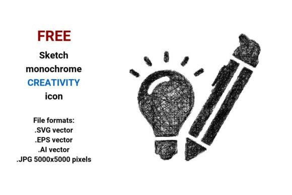 Free Sketch Creativity Icons: Scalable Black & White Vector Downloads for Creative Life & Lifestyle Projects