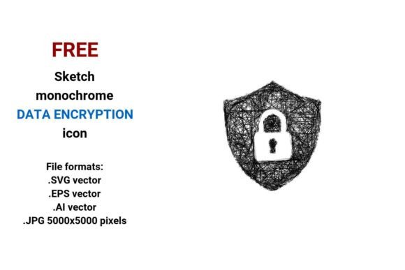 FREE Sketch Data Encryption Icon: Simple, Scalable Security Visuals for Everyone