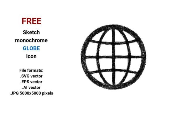 FREE Sketch Globe Icon: A Scalable, Minimalist Choice for Global-Themed Design