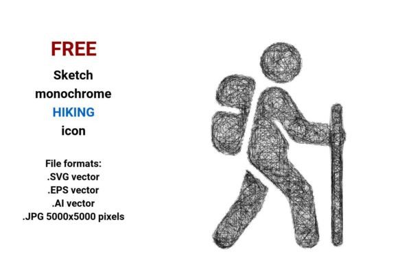 FREE Sketch Hiking Icon: A Versatile Vector Resource for Outdoor Design and Communication
