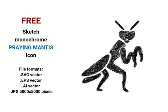 FREE Sketch Praying Mantis Icon