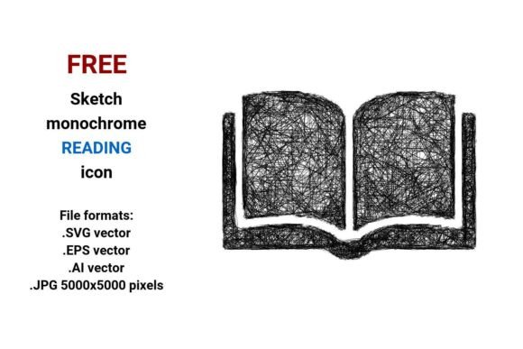 Free Sketch Reading Icon Collection: Scalable, Stylish & Ready for Any Project