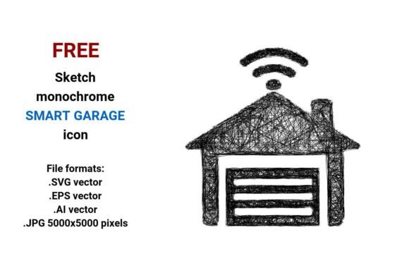 Free Sketch Smart Garage Icon: Scalable, Stylish & Ready for Any Project