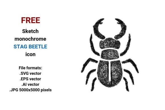 FREE Sketch Stag Beetle Icon: A Minimalist Vector Asset Powering Modern UI, Brand Identity, and Creative Expression