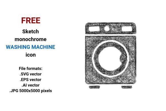 FREE Sketch Washing Machine Icon: A Versatile Vector Resource for Designers and Developers