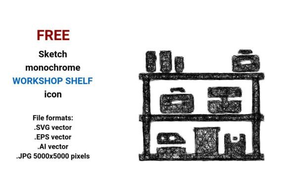 FREE Sketch Workshop Shelf Icon: Scalable, Hand-Drawn Clarity for Modern Design Workflows