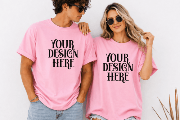 Gildan 5000 Couple T-Shirt Mockup