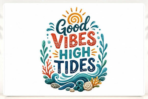 Good Vibes High Tides PNG: A Design Asset That Captures Coastal Joy with Purpose