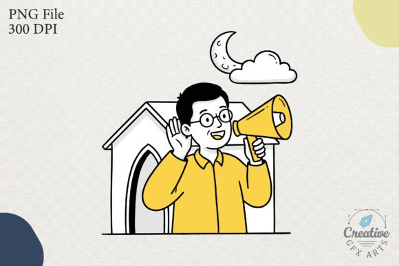 Man Announching Eid Mubarak by Megaphone: A Bold Visual Statement for Community Celebration