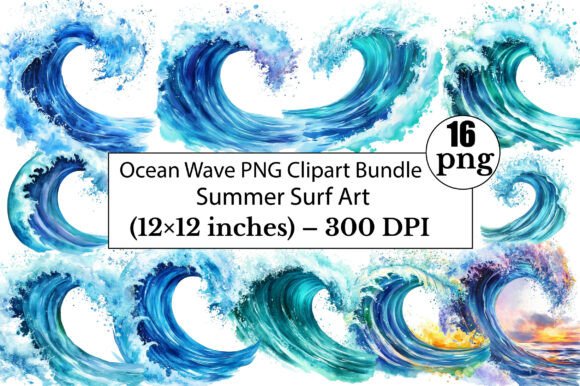 Ocean Wave PNG Clipart Bundle Summer Sur