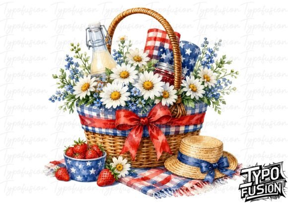 Patriotic Floral Basket Flower PNG