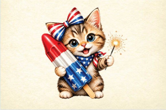 Patriotic Kitten Popsicle PNG