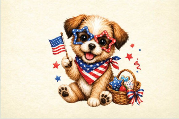 Patriotic Puppy Flag PNG: A Versatile Design Asset for Creative Professionals and Makers