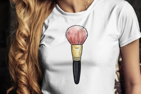 Pink Makeup Brush with Golden Handle