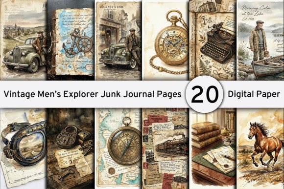 Vintage Men’s Explorer Junk Journal Page