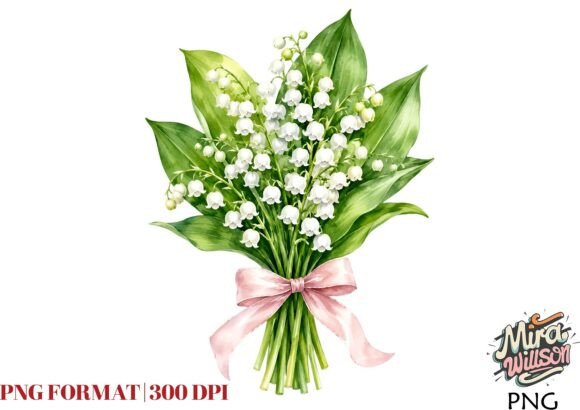 Watercolor Lily Valley Swag PNG